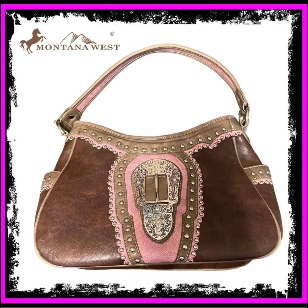 Vintage Montana West Brown Pink Tan Concealed Weapon Bag New Without Tags - Picture 4 of 17